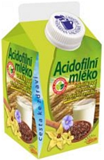 Acidofiln mlko vanilkov s cereliemi a lnnmi semnky