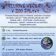 Podzimní cyklus „Klubových večerů v zoo“ Jihlava začíná již tento čtvrtek